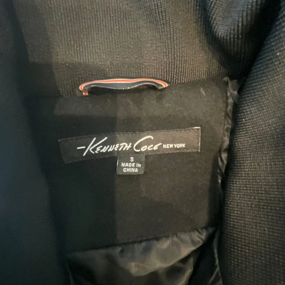 Kenneth Cole New York Mens Black Wool 2-in-1 Poly‎ Puffer Liner Car Coat Sz S